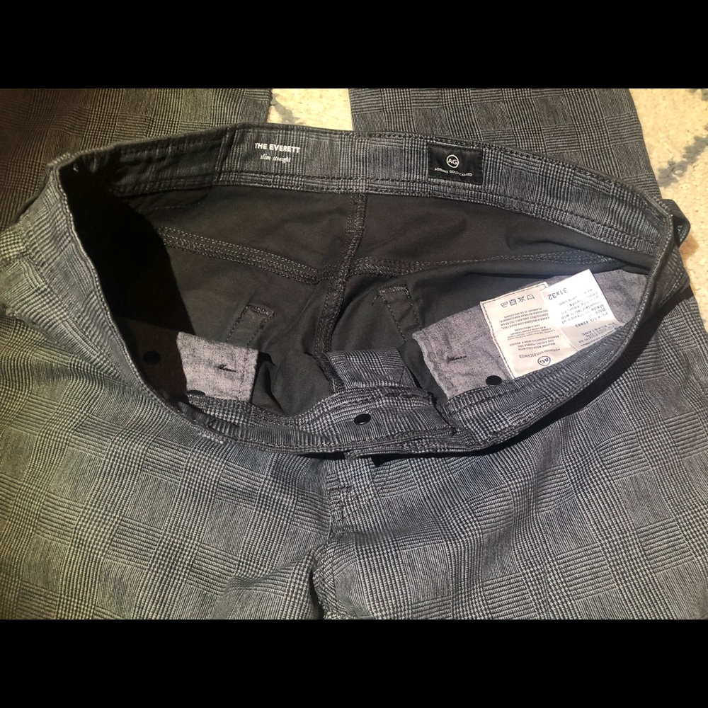 AG grey plaid Everett slim straight jeans Sz31